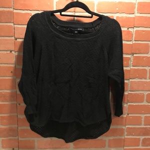 French Connection Black Sweater Polka Dot Holes Size Small